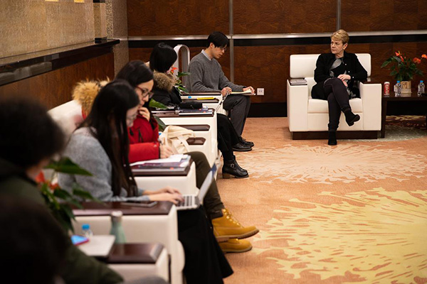 Marin Alsop at the media reception in Shanghai | © Mariana Garcia